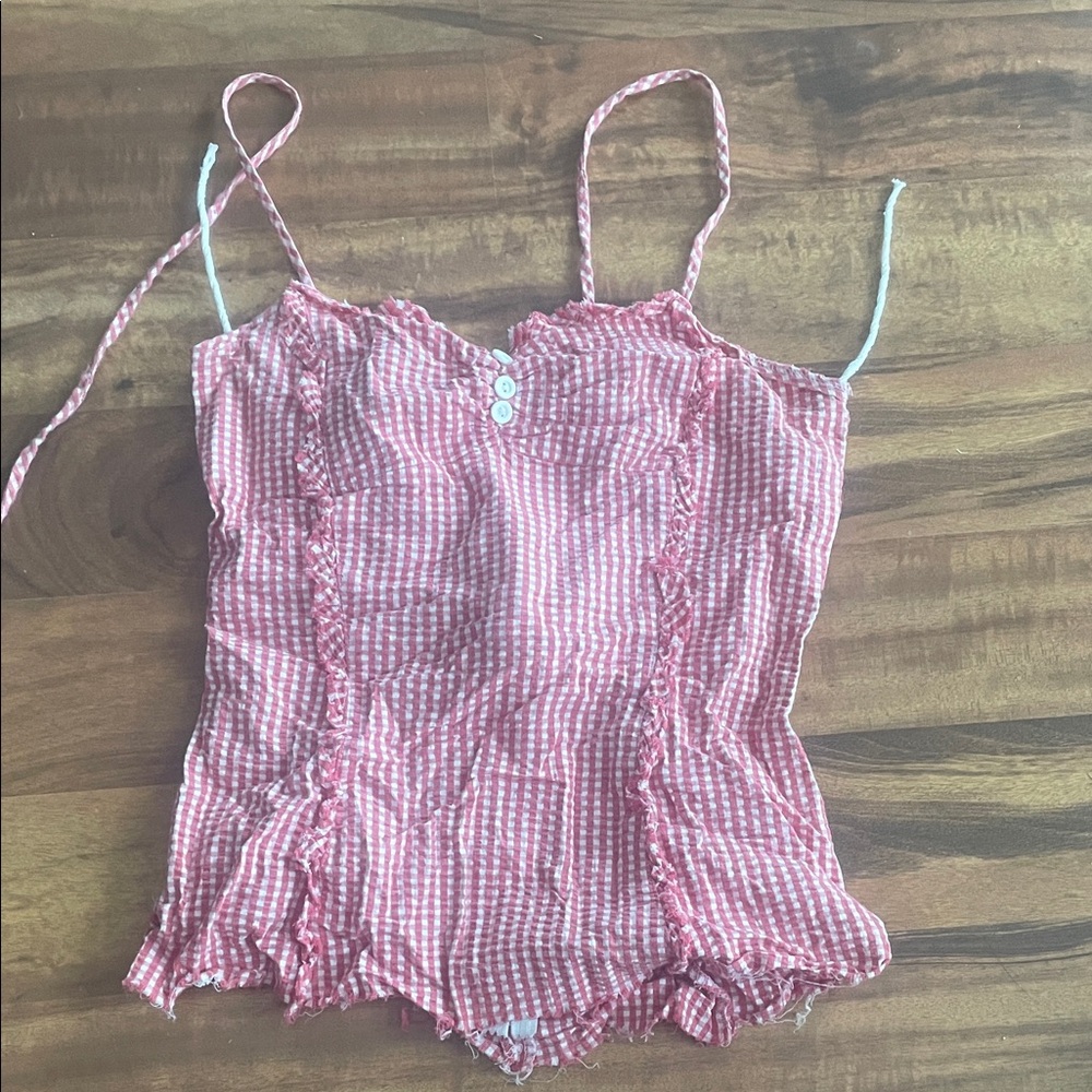 Pink Gingham tank small